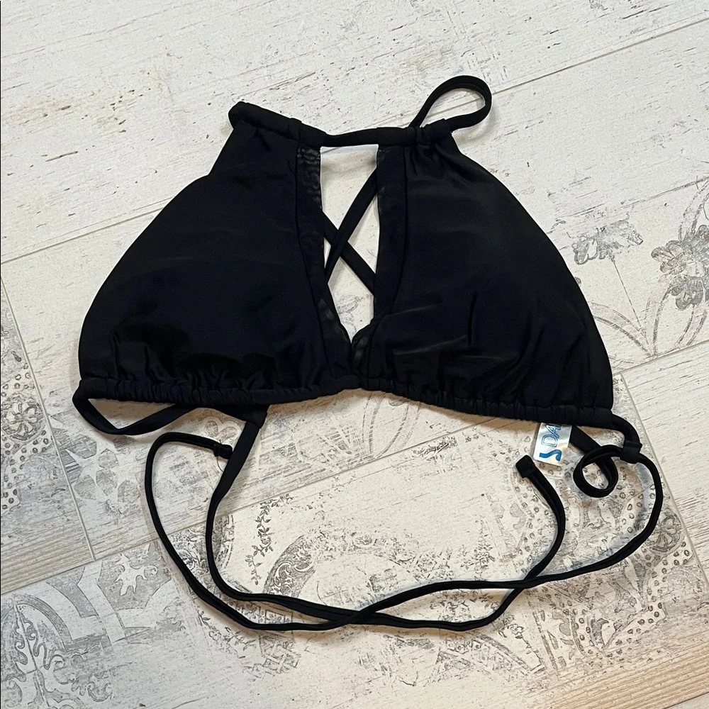 Damsel X Surf Style Black High Neck Bikini Top Size Large